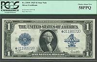 Fr.0238 Star Note, 1923 $1 Silver Certificate, Very Choice AU, PCGS-58 PPQ